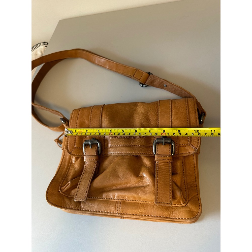 Spikes & Sparrow Cognac Brown Leather Crossbody Messenger Bag - Picture 8 of 9
